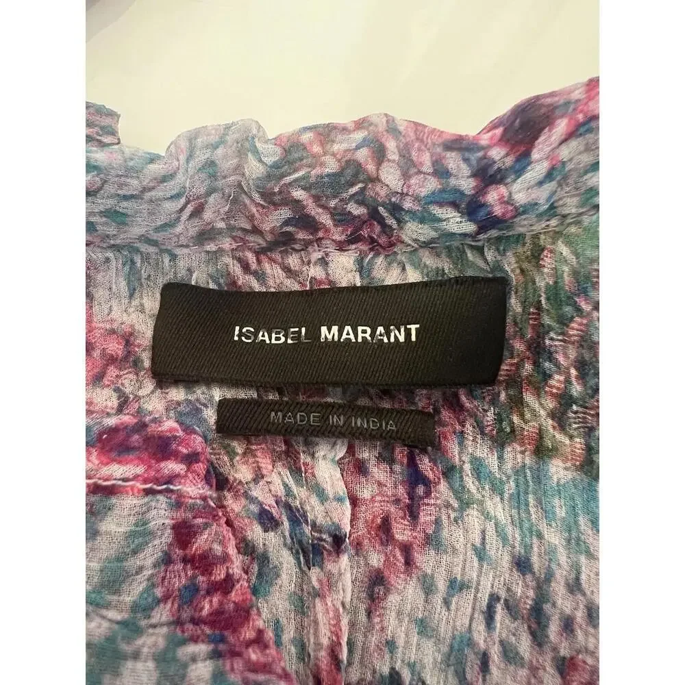 $1490 Isabel Marant Silk Ruffle Mini Aqua Dress Size 38(6) - Picture 7 of 11